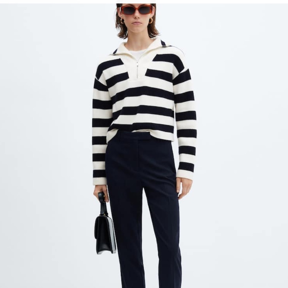 Mango striped sweater with zip